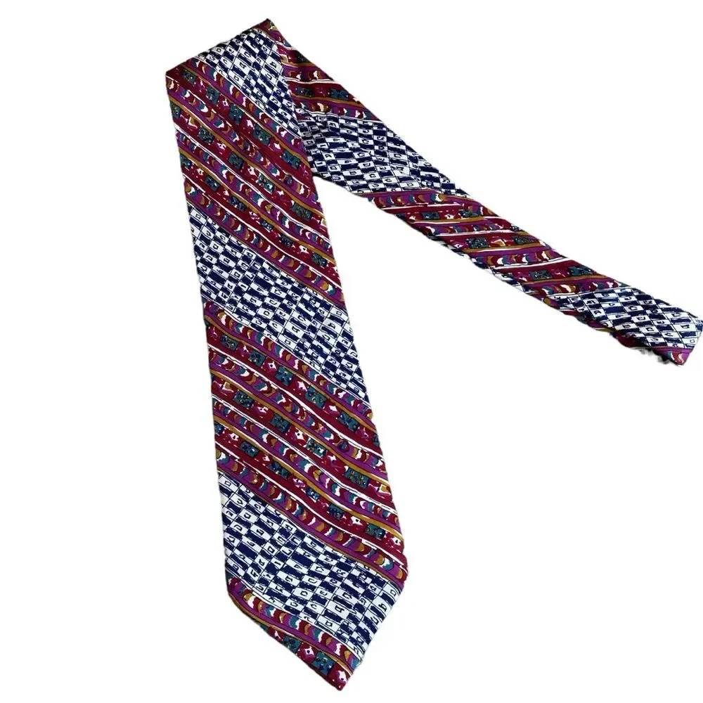 Missoni Men’s 100% Silk Neck Tie Bold Multicolor Geo‎ Abstract Print Handmade